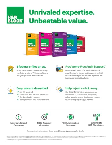 H&R Block Tax Software Deluxe + State 2023 with Refund Bonus Offer (Amazon Exclusive) (PC/MAC Download)